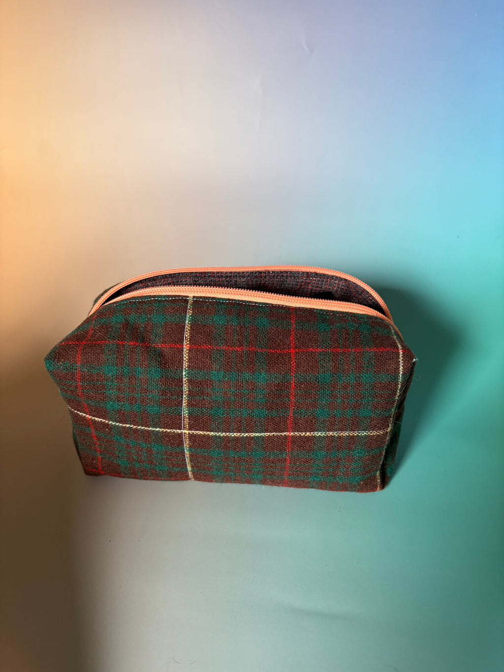 Wool Plaid Boxy Pouch