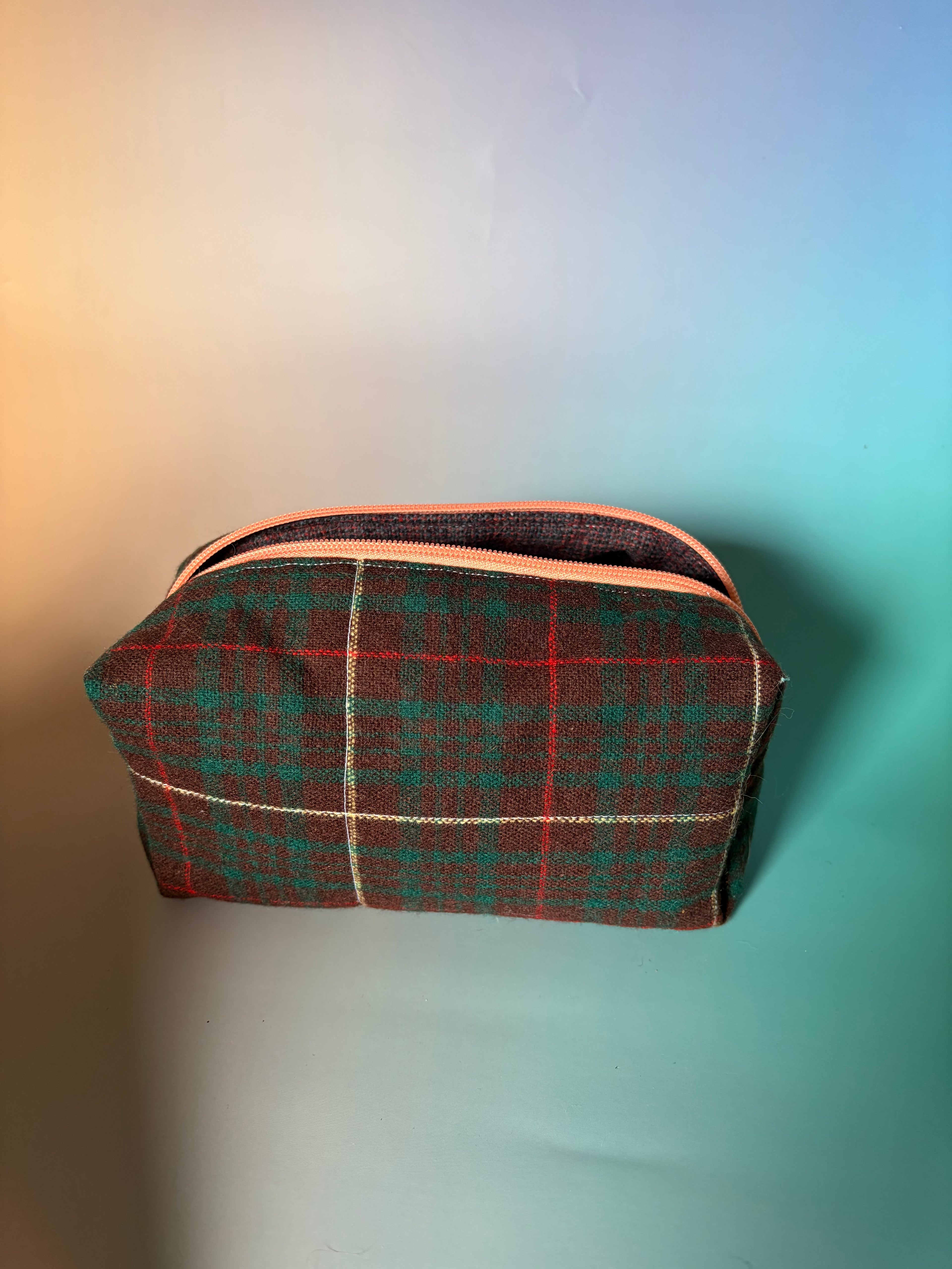 Wool Plaid Boxy Pouch