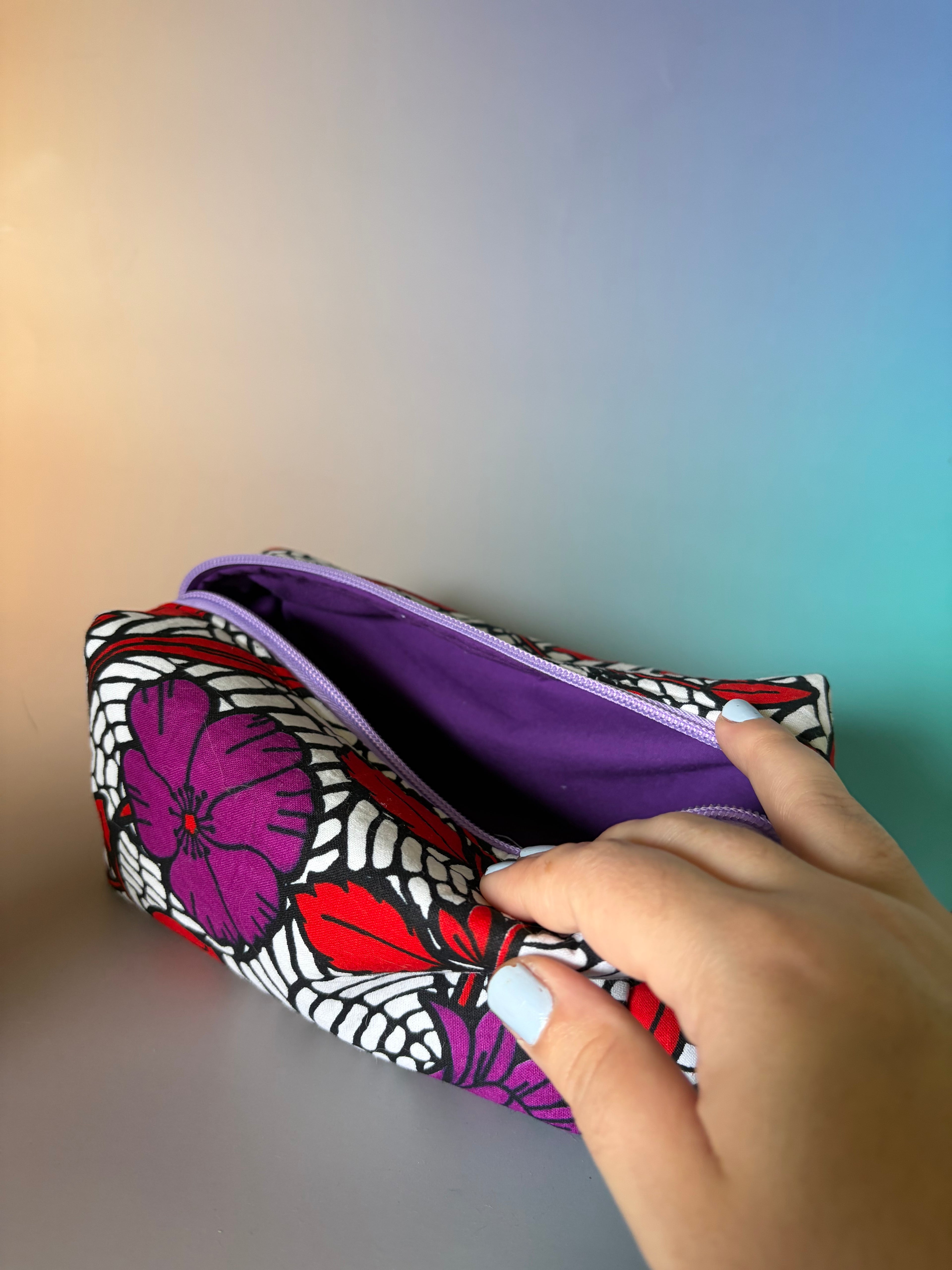 Flowers and Webs Boxy Pouch