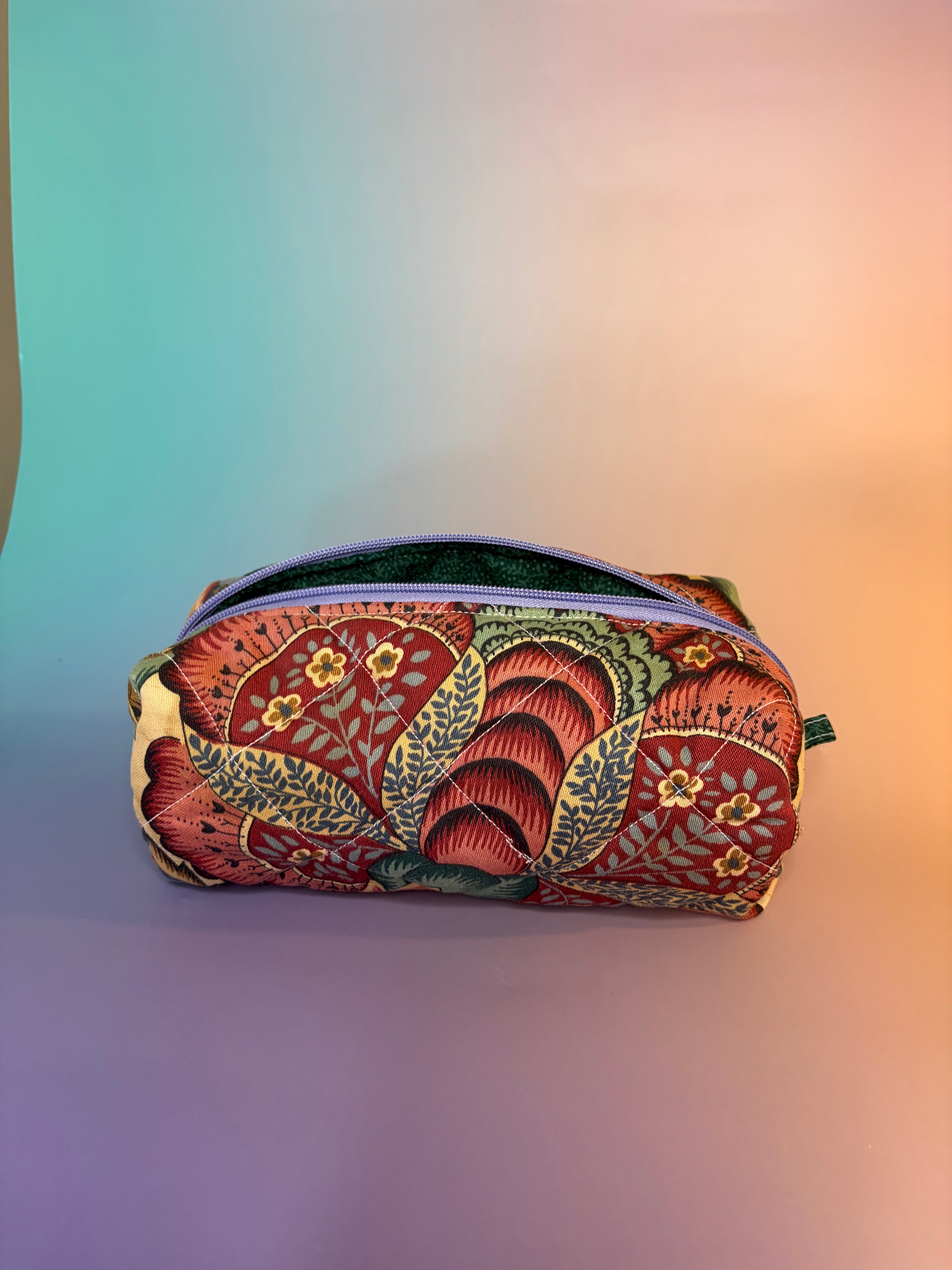 Quilted Vintage Floral Boxy Pouch