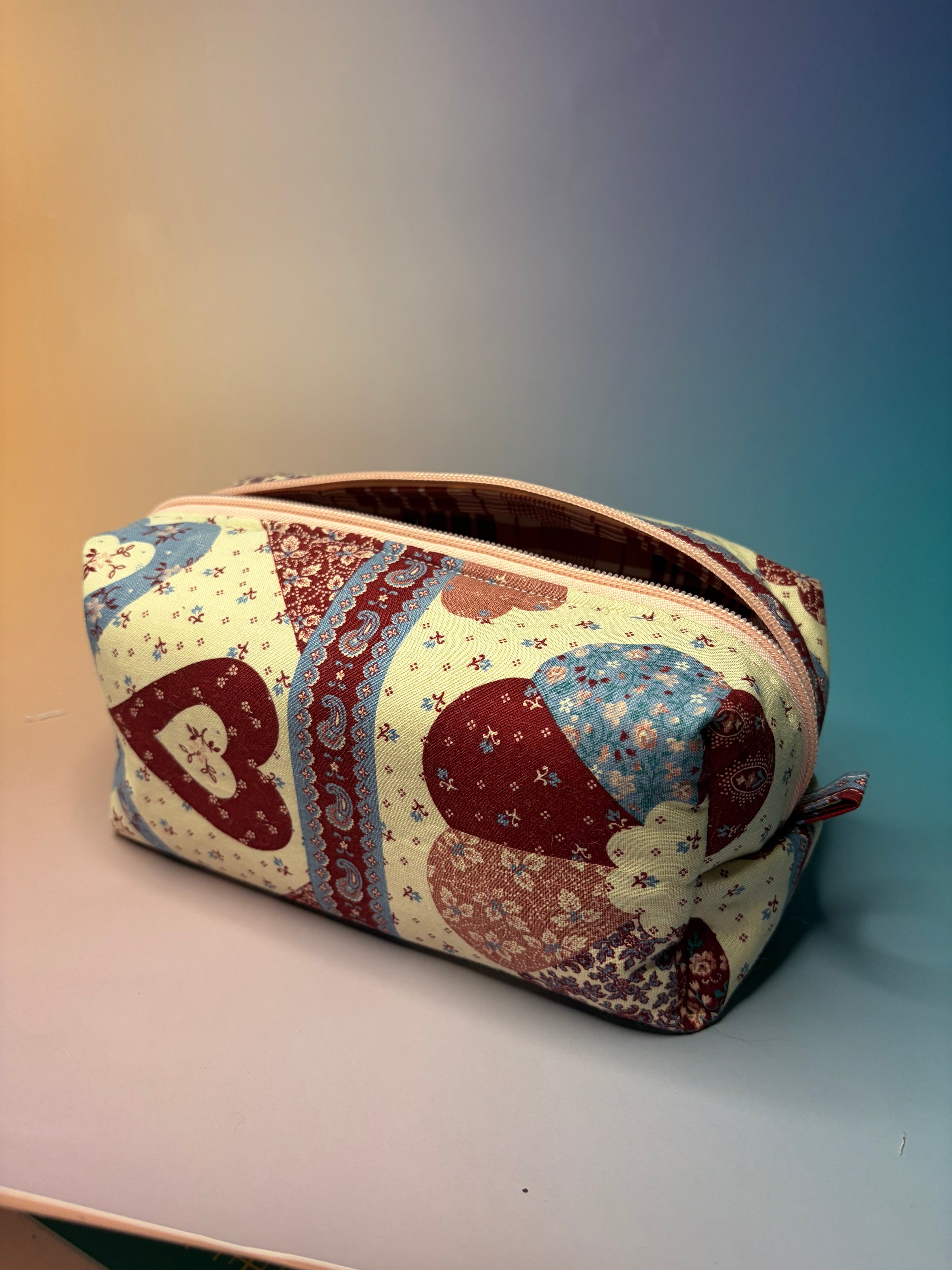 Quilty Heart Cosmetic Boxy Pouch