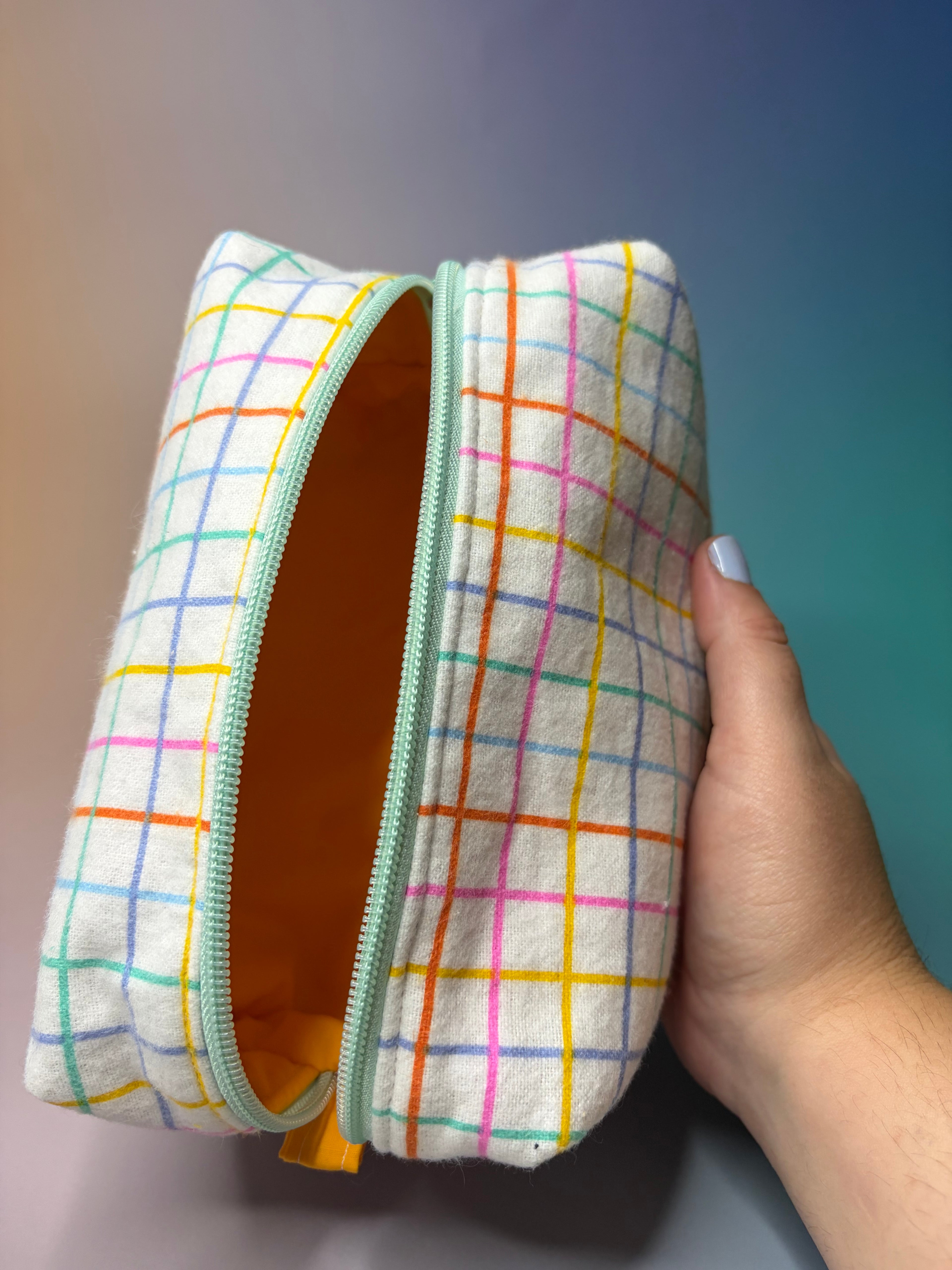 Rainbow Stripes Flannel Boxy Pouch