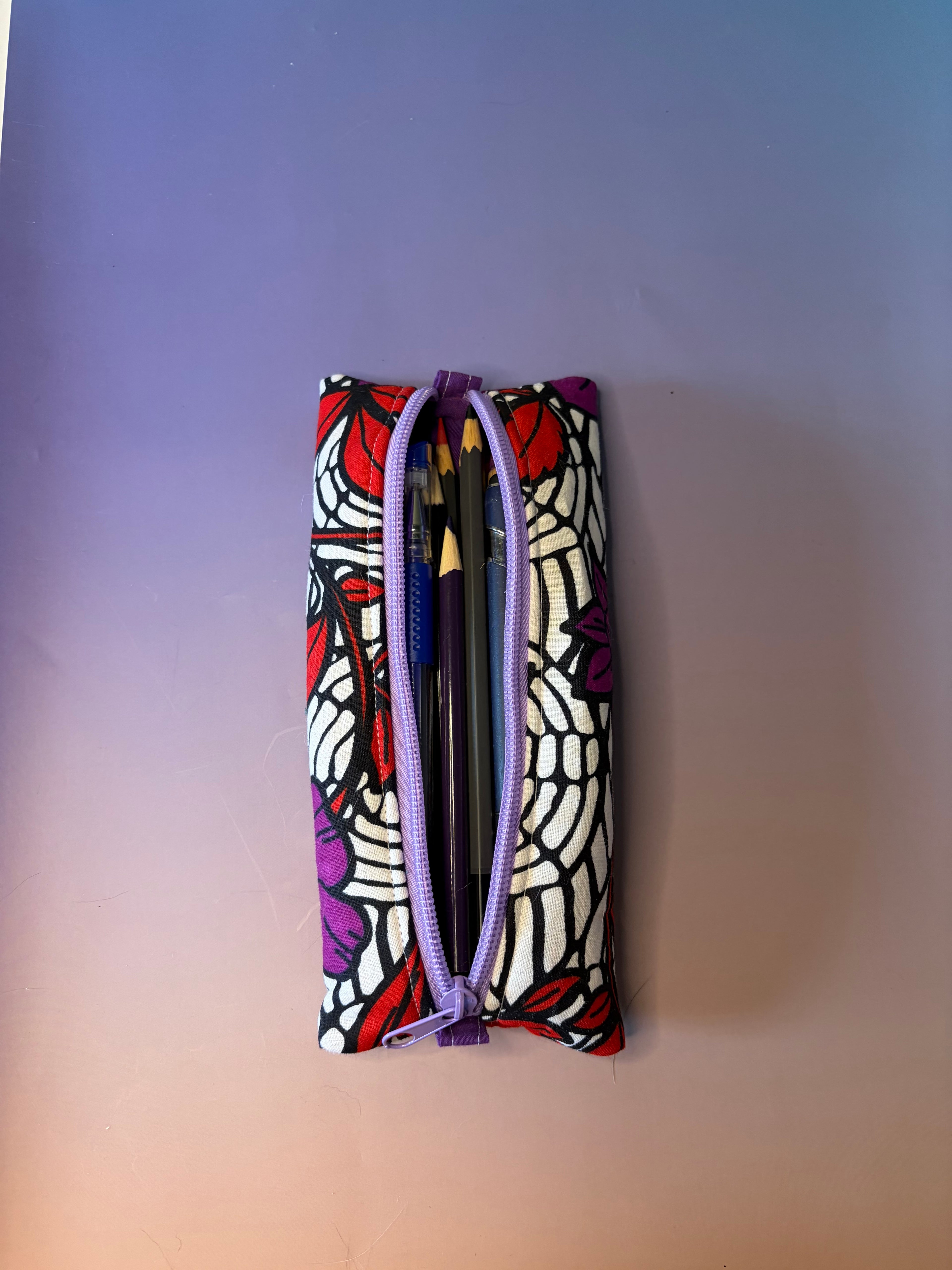 Flowers and Webs Middle Zip Pencil Case