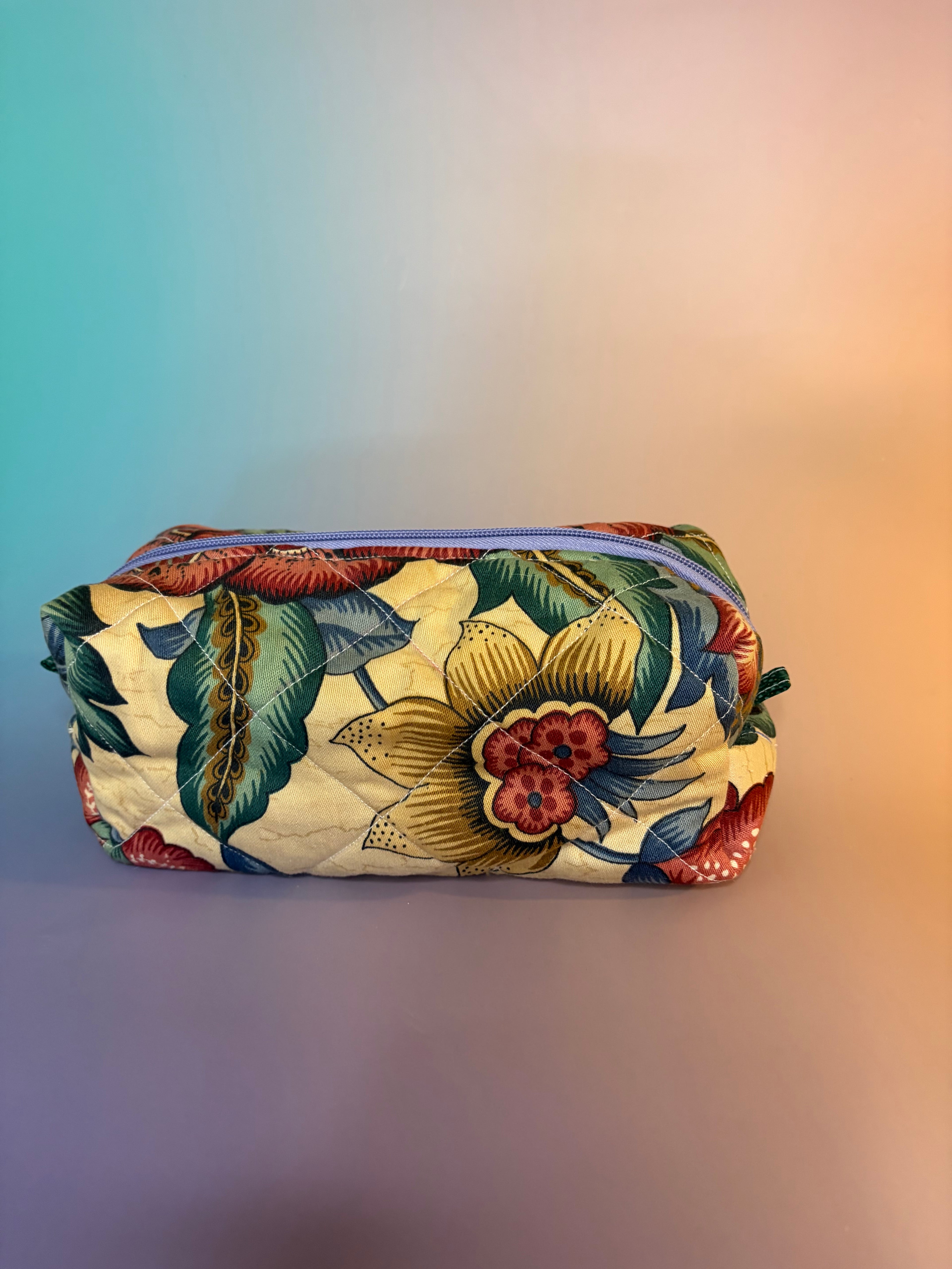 Quilted Vintage Floral Boxy Pouch