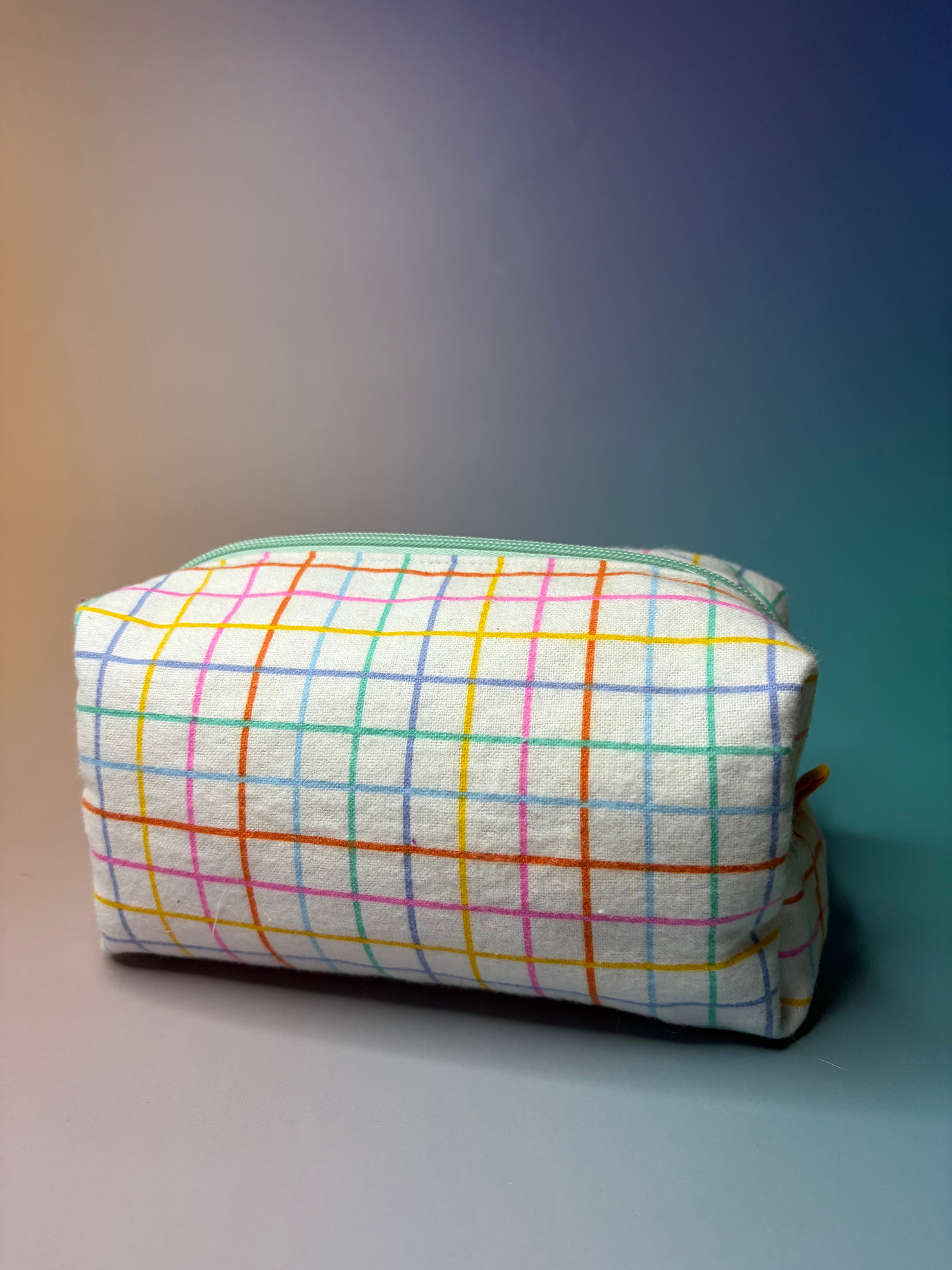 Rainbow Stripes Flannel Boxy Pouch