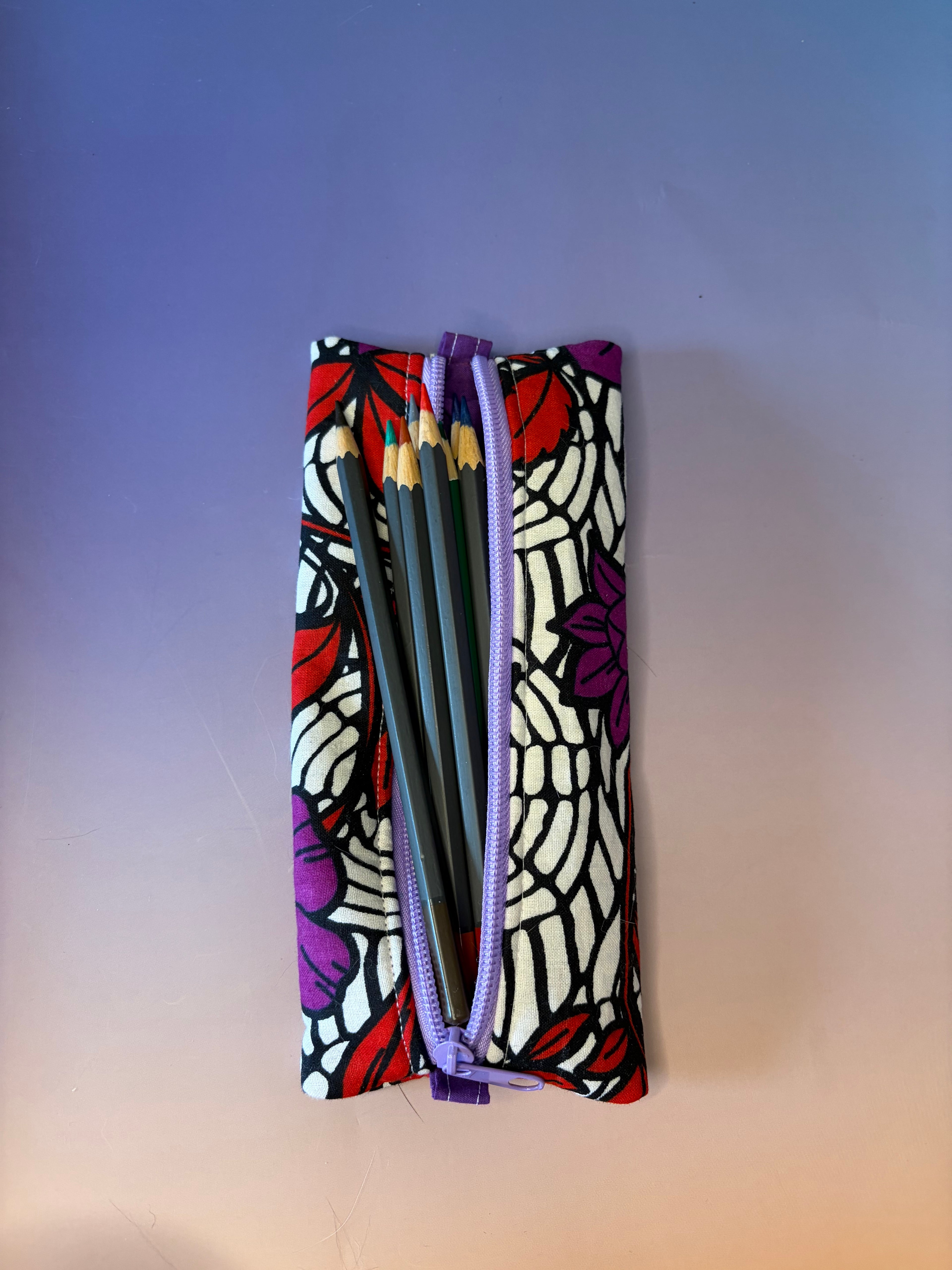 Flowers and Webs Middle Zip Pencil Case