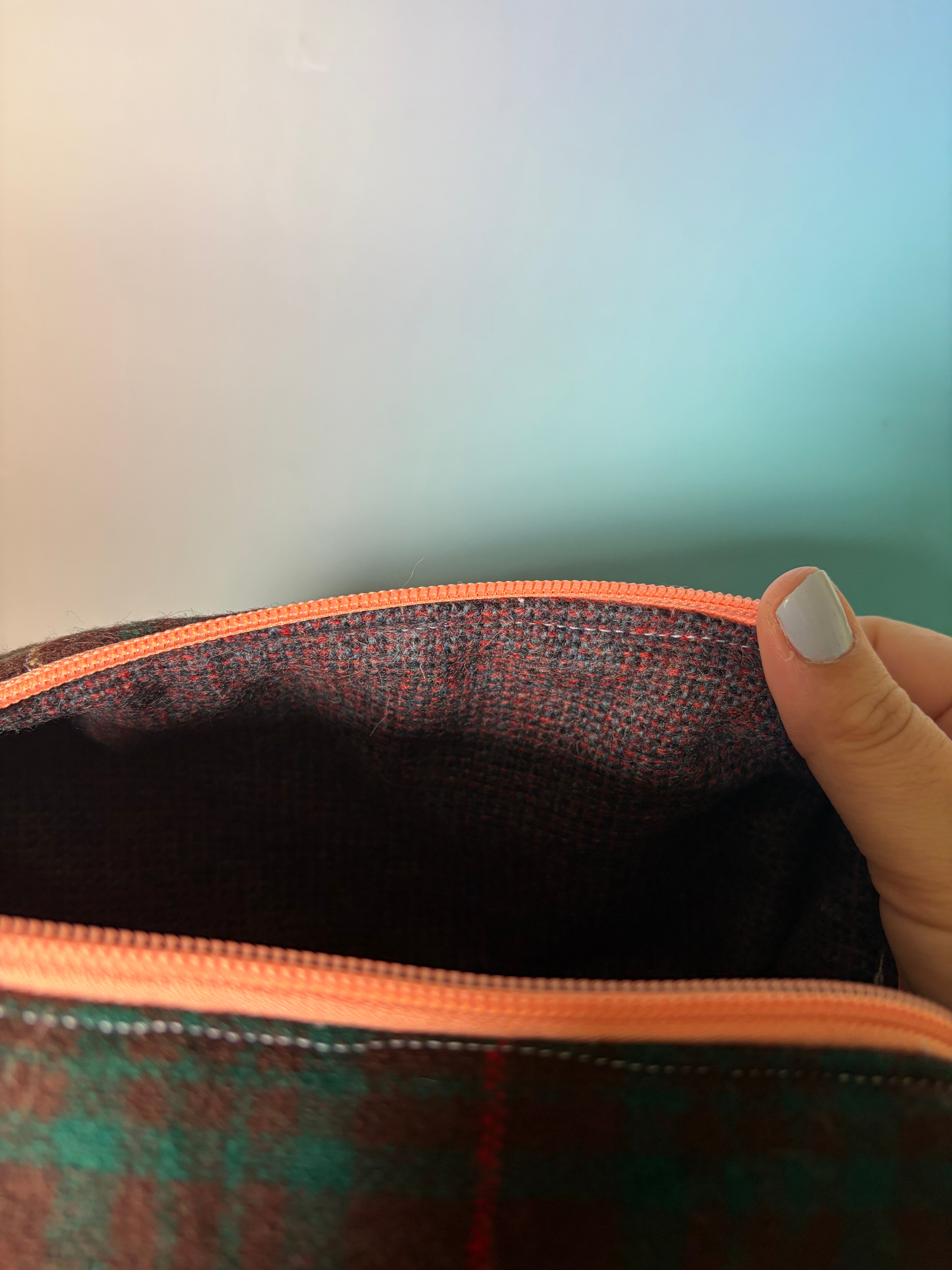 Wool Plaid Boxy Pouch