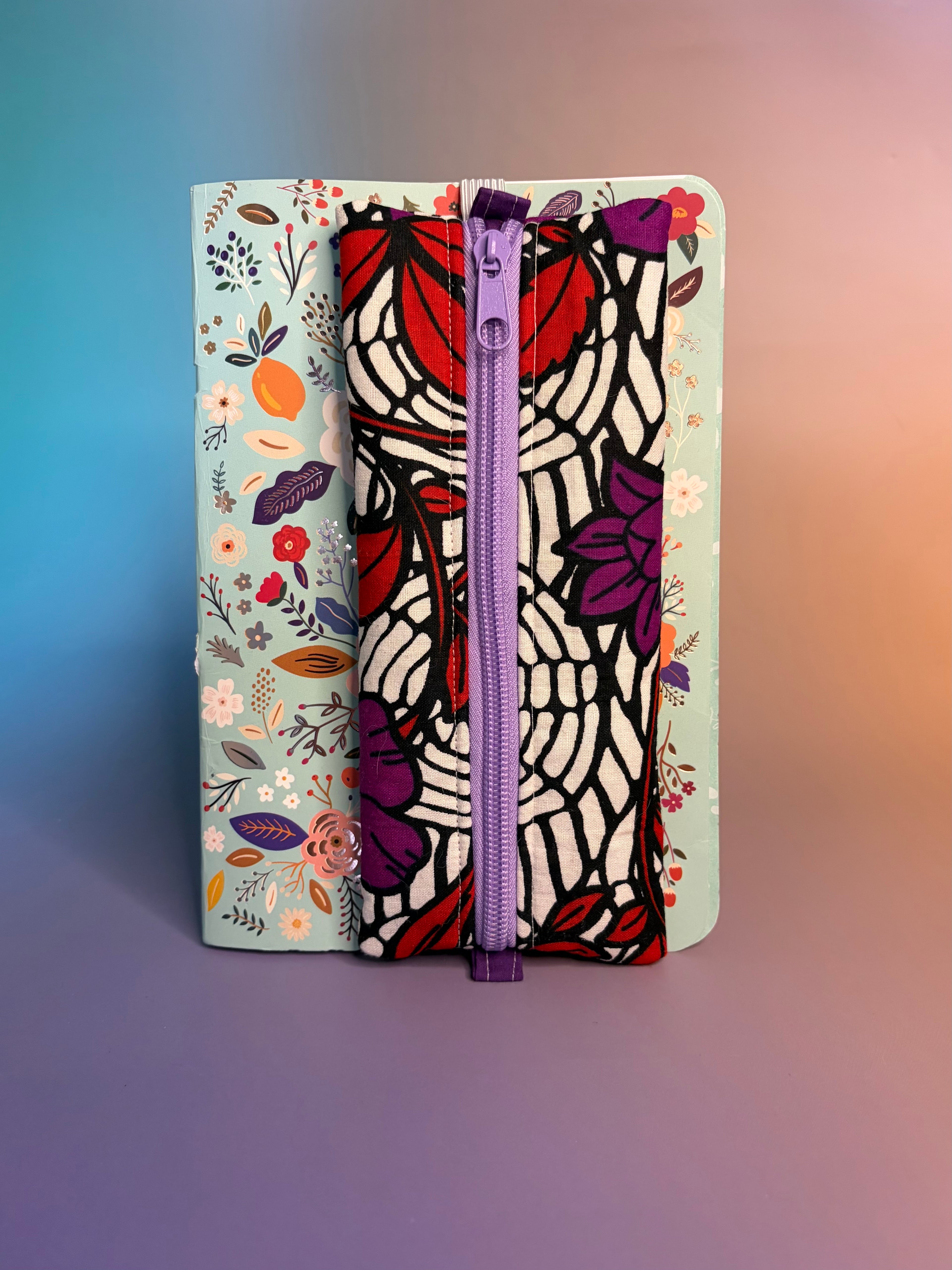Flowers and Webs Middle Zip Pencil Case