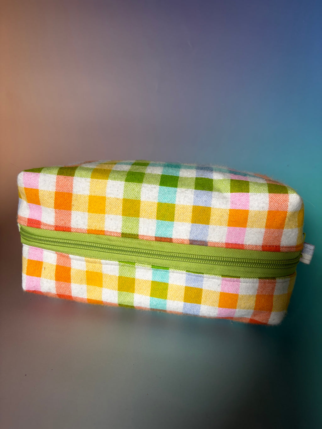 Rainbow Gingham Flannel Boxy Bag