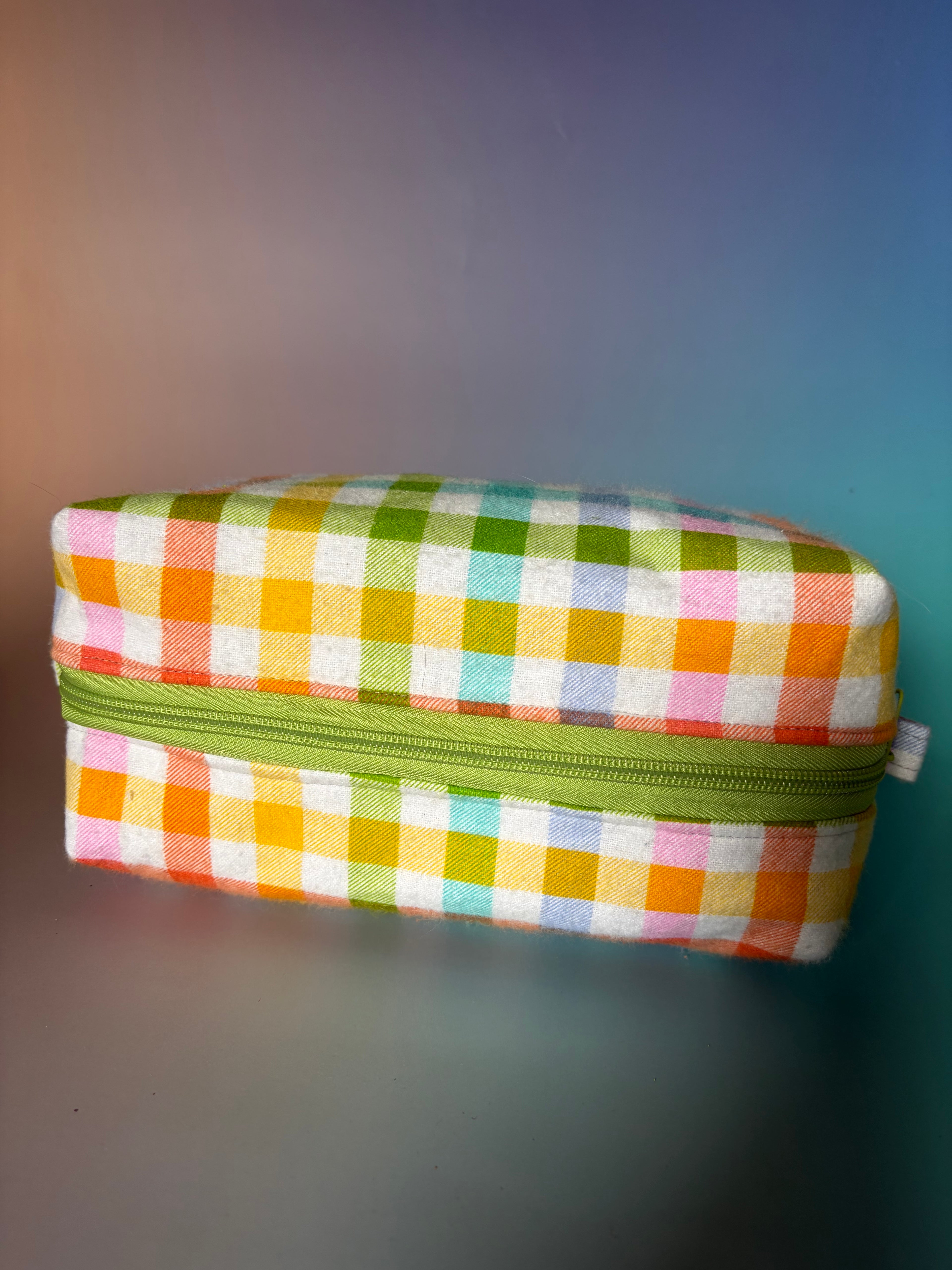Rainbow Gingham Flannel Boxy Bag