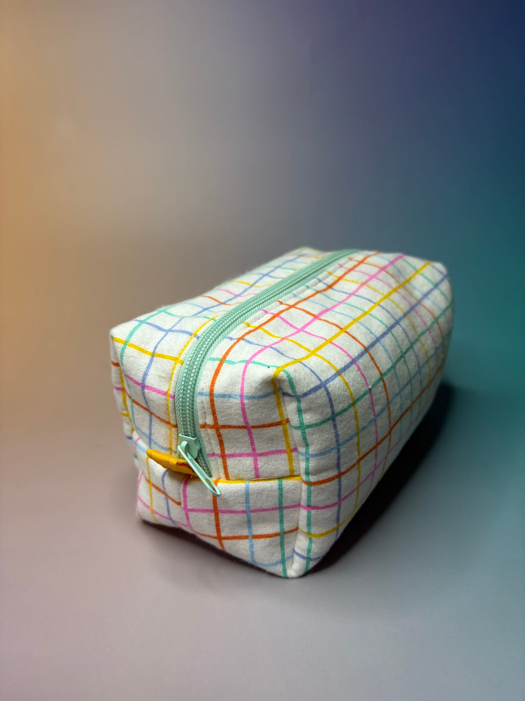 Rainbow Stripes Flannel Boxy Pouch