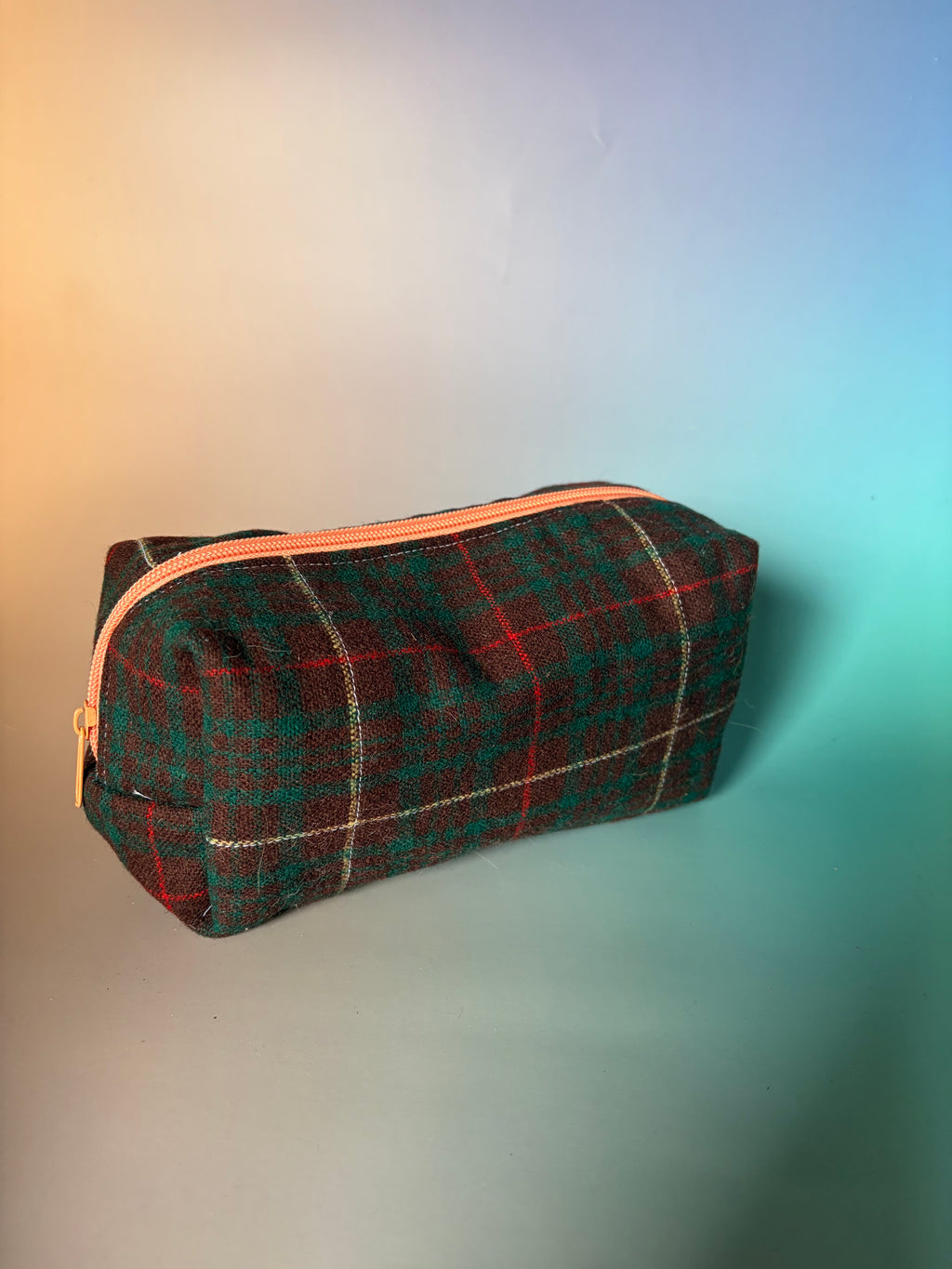 Wool Plaid Boxy Pouch